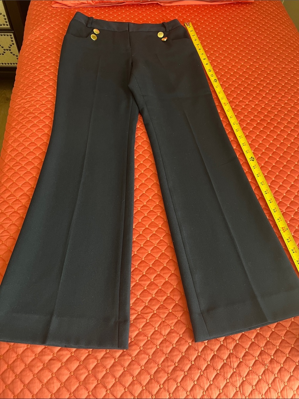The Limited Navy Wide-Leg Trousers with Gold Buttons